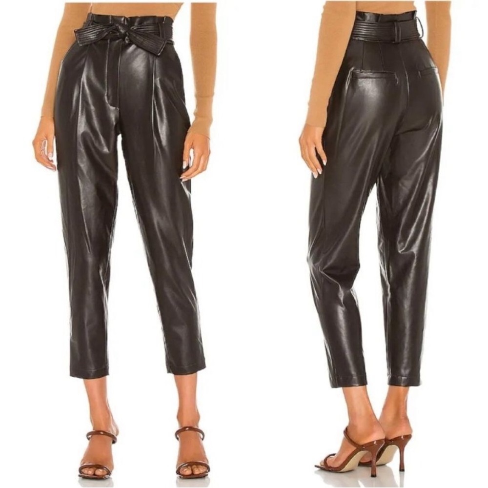 A.L.C. Black Cropped Leather Pants